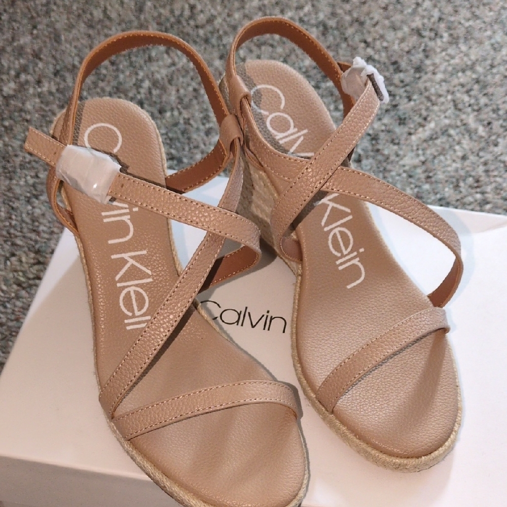 Calvin Klein Tan Espadrilles with Ankle Strap